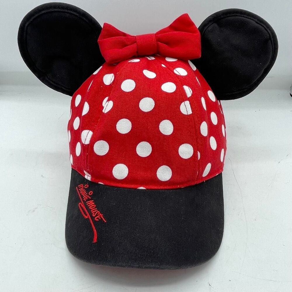 Disney Minnie Mouse red with white polka dots baseball cap hat